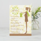 Moderne uitnodiging voor chic-groen en bruin baby  (Staand voorkant)