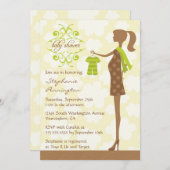 Moderne uitnodiging voor chic-groen en bruin baby  (Voorkant / Achterkant)