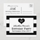 Moderne uitnodiging voor cinematografisch zwart-wi briefkaart (Voorkant / Achterkant)