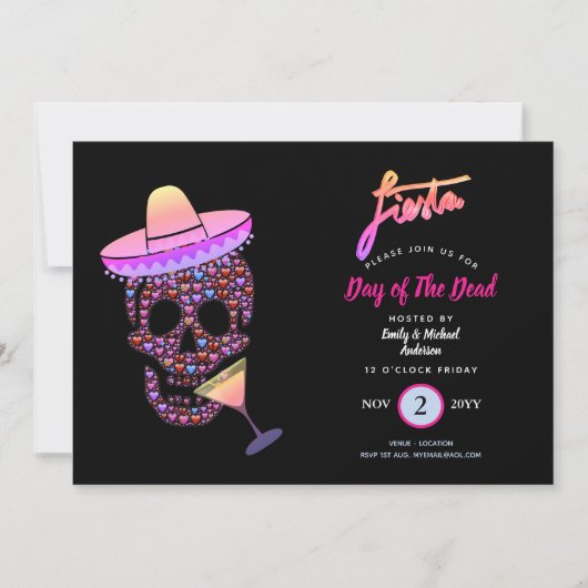 Moderne uitnodiging voor Dag van de Doden-feest me (Voorkant)