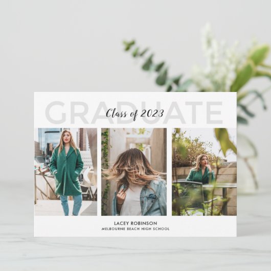 Moderne uitnodiging voor drie fotograaf (Staand voorkant)