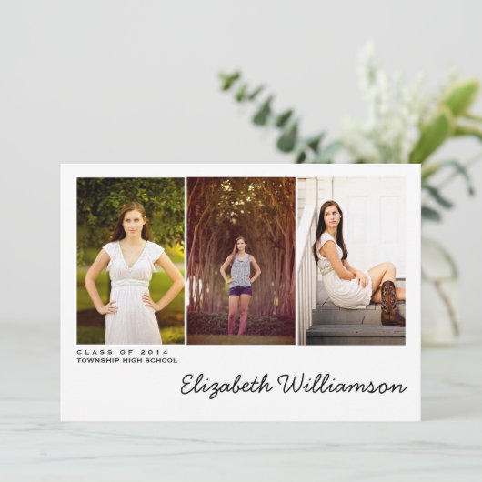 Moderne uitnodiging voor drie fotograaf (Staand voorkant)