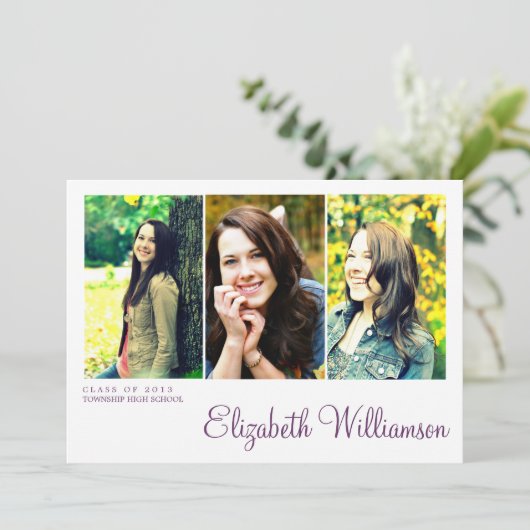 Moderne uitnodiging voor drie fotograaf (Staand voorkant)