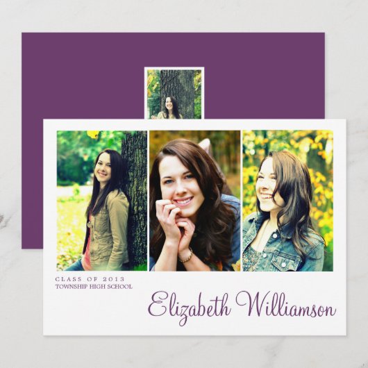 Moderne uitnodiging voor drie fotograaf (Voorkant / Achterkant)