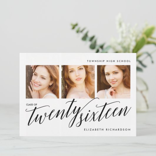 Moderne uitnodiging voor drie fotograaf (Staand voorkant)