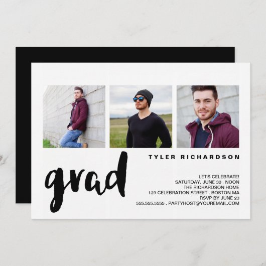 Moderne uitnodiging voor drie fotograaf (Voorkant / Achterkant)