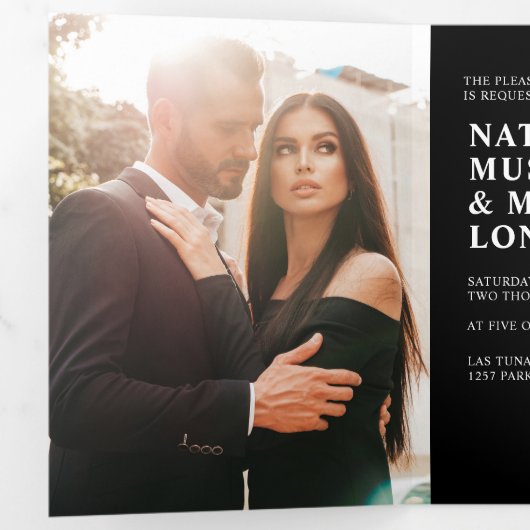 Moderne uitnodiging voor drieledige weddenschappen (Binnenzijde eerst)