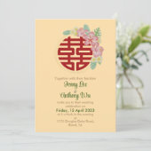 Moderne uitnodiging voor dubbelgeluk in het Chines (Staand voorkant)