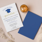 Moderne uitnodiging voor een blauwe en Gold Gradua