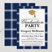 Moderne uitnodiging voor een Blauwe GraduPartij (Voorkant / Achterkant)