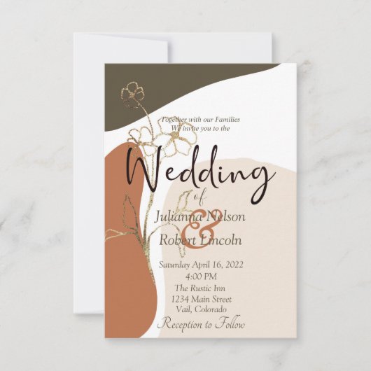 Moderne uitnodiging voor een blote bruiloft (Voorkant)