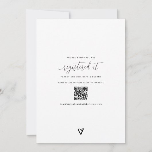 Moderne uitnodiging voor een bruidsfeest met QR-co (Achterkant)