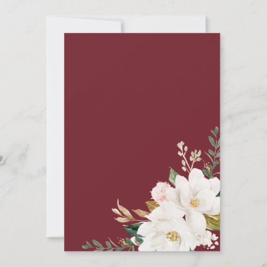 moderne uitnodiging voor een bruiloft met magnolia (Achterkant)