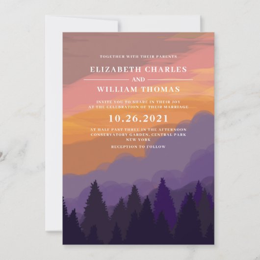 Moderne uitnodiging voor een bruiloft met waterver (Voorkant)