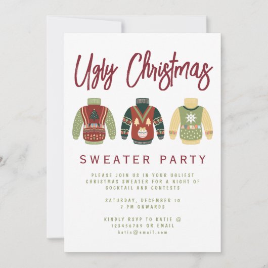 Moderne uitnodiging voor een feestelijke kerstfees (Voorkant)