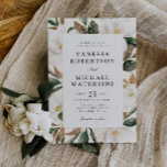 moderne uitnodiging voor een florale bruiloft van<br><div class="desc">Floral ontwerp met douanetekst</div>
