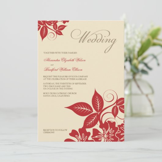 Moderne uitnodiging voor een huwelijk met roken (Staand voorkant)