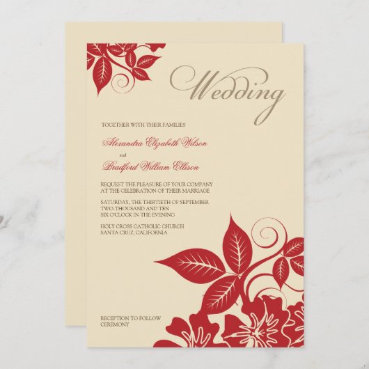 Moderne uitnodiging voor een huwelijk met roken (Voorkant / Achterkant)