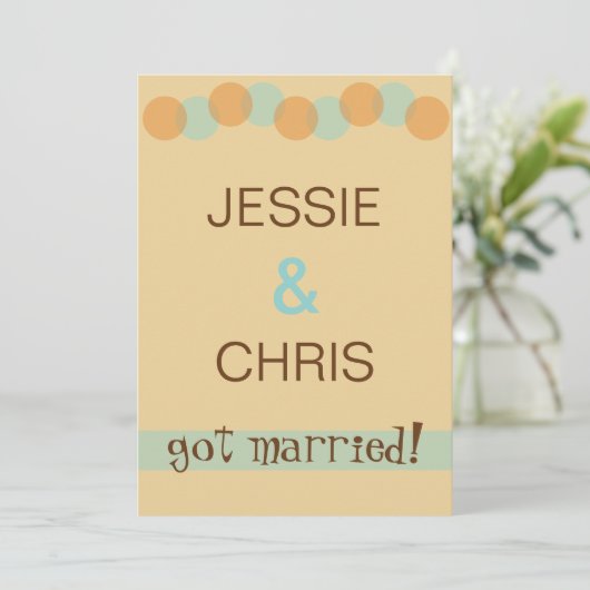 Moderne uitnodiging voor een informeel trouwfeest (Staand voorkant)