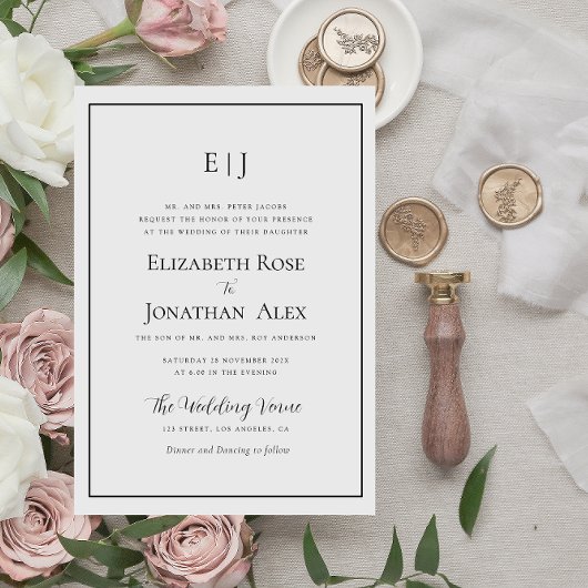 moderne uitnodiging voor een lijst met zwarte en w