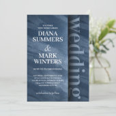 Moderne uitnodiging voor een marineblauw fluwelen (Staand voorkant)