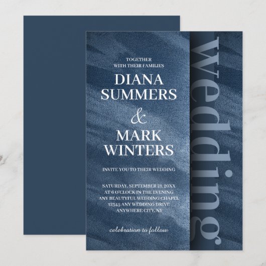 Moderne uitnodiging voor een marineblauw fluwelen (Voorkant / Achterkant)