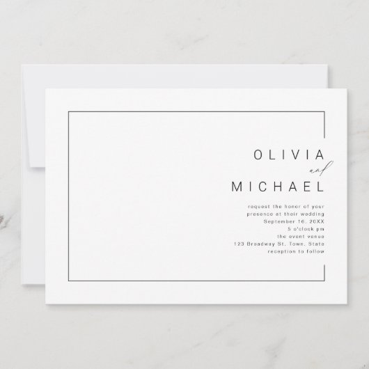 Moderne uitnodiging voor een minieme fotobruiloft (Voorkant)