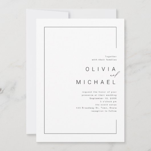 Moderne uitnodiging voor een minieme fotobruiloft (Voorkant)