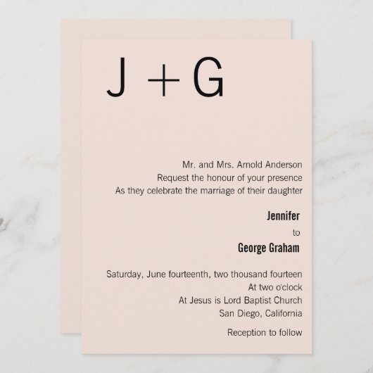 Moderne uitnodiging voor een monogram huwelijk - R (Voorkant / Achterkant)