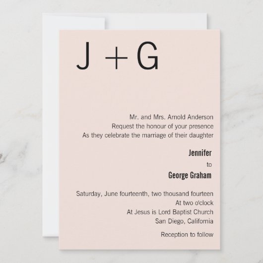 Moderne uitnodiging voor een monogram huwelijk - R (Voorkant)