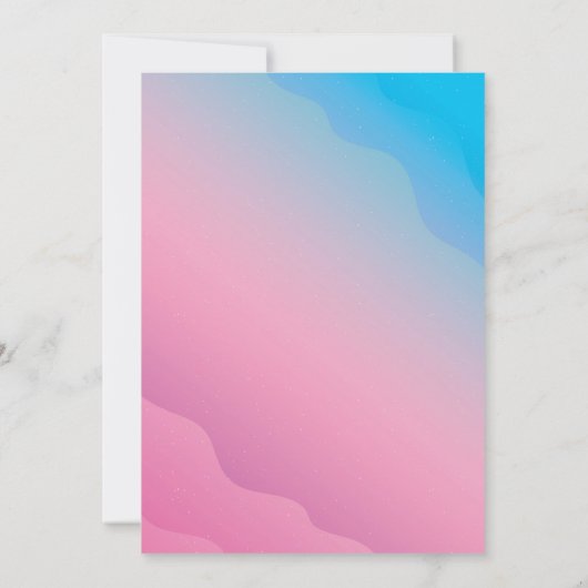 Moderne uitnodiging voor een roze blauwe regenboog (Achterkant)