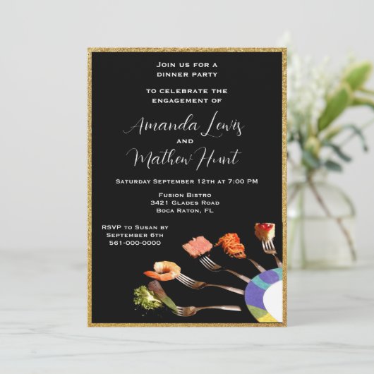 Moderne uitnodiging voor een verlovingsdiner (5x7) (Staand voorkant)