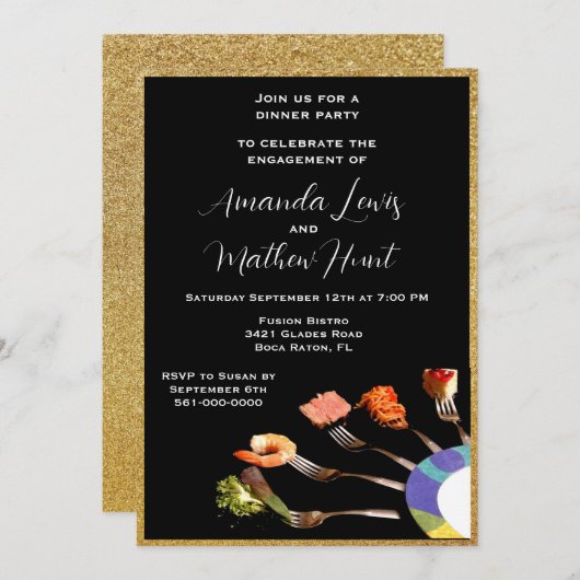 Moderne uitnodiging voor een verlovingsdiner (5x7) (Voorkant / Achterkant)