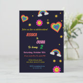 Moderne uitnodiging voor een viering van de regenb (Staand voorkant)