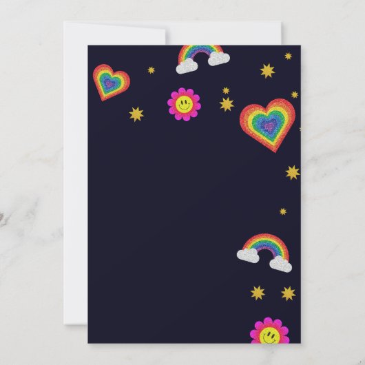 Moderne uitnodiging voor een viering van de regenb (Achterkant)