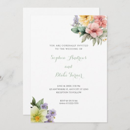 Moderne uitnodiging voor een wit huwelijk en paste (Voorkant / Achterkant)