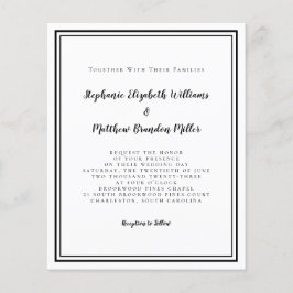 Moderne uitnodiging voor een zwarte en witte bruil