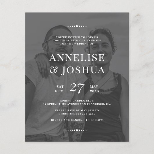 Moderne uitnodiging voor een zwarte en witte fotob (Voorkant)