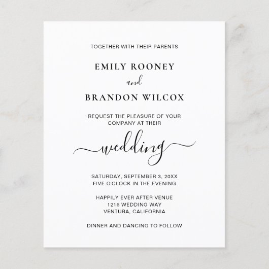 Moderne uitnodiging voor eenvoudige budgetvriendel (Voorkant)