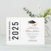 Moderne uitnodiging voor eenvoudige Graduatie (Staand voorkant)