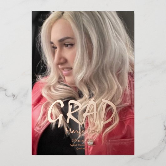 Moderne uitnodiging voor eindexamen met folie en f (Voorkant)