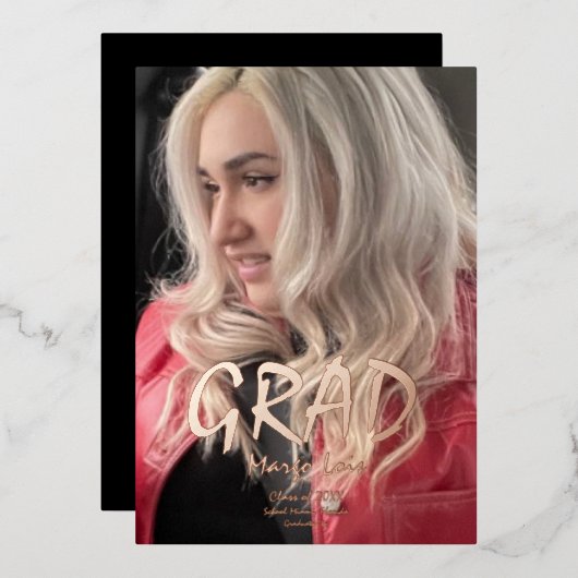 Moderne uitnodiging voor eindexamen met folie en f (Voorkant / Achterkant)