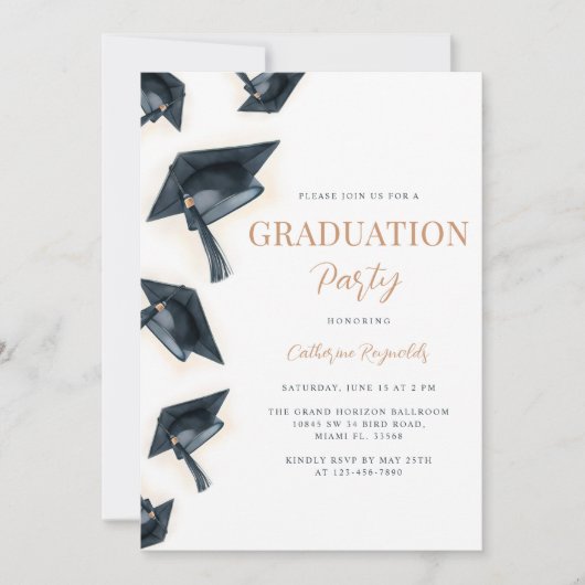 Moderne uitnodiging voor eindexamenfeest (Voorkant)