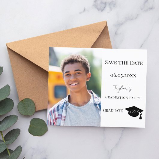 Moderne uitnodiging voor eindexamenfeest jongen bu flyer