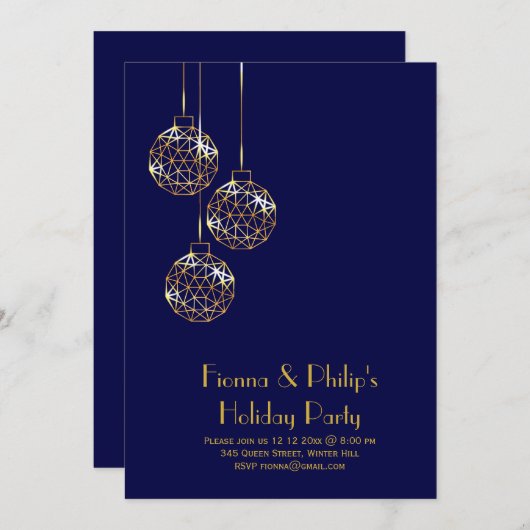 Moderne uitnodiging voor feestdag - blauw (Voorkant / Achterkant)