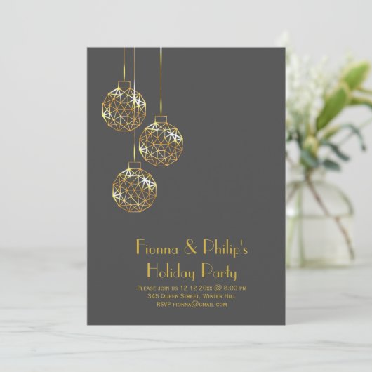 Moderne uitnodiging voor feestdag - grijs (Staand voorkant)