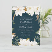 moderne uitnodiging voor florale bruiloft van magn (Staand voorkant)