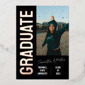 Moderne uitnodiging voor Folie Afstuderen van vert (Voorkant)