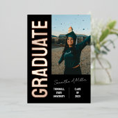 Moderne uitnodiging voor Folie Afstuderen van vert (Staand Voorkant)