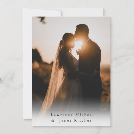 Moderne uitnodiging voor foto-minimalist voor te f (Achterkant)